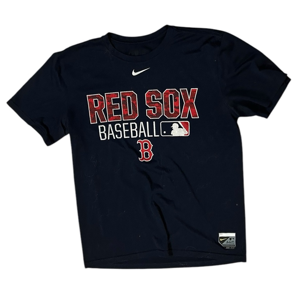 Nike Boston Red Sox Men’s T shirt Medium MLB Baseball Navy Blue Swoosh Logo